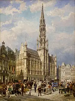 Brussels city hall and Sunday market