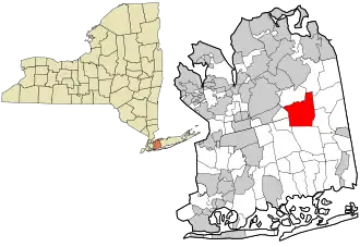 Location in Nassau County (right) and in New York state (left)