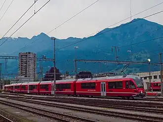 The first member of the class seen during its test period at Landquart station.