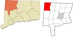 Salisbury's location within the Northwest Hills Planning Region and the state of Connecticut