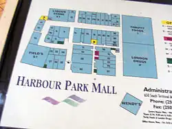 A map of Harbour Park mall prior to renovations.