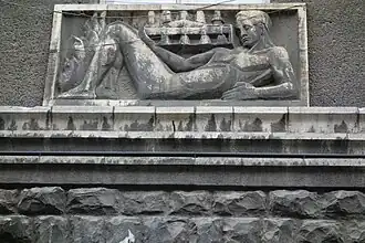 The building of a former cement cartel / facade decoration