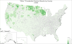Map of "other" presidential election results by county