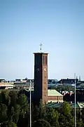 Saint Paul Church (Paavalinkirkko) and roofs of Vallila seen from the north.