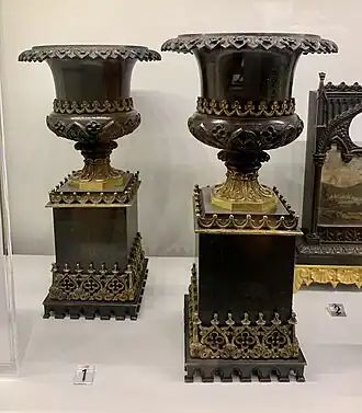 Pair of Medici vases, unknown French maker, c.1835-1850, patinated and gilt bronze, Museum of Decorative Arts, Paris