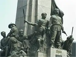 Bronze figures at the base