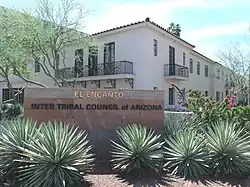The El Encanto Apartment Building was built in 1939 and is located at 2214 N. Central Avenue. The El Encanto Apartment Building was the largest apartment complex in Phoenix at the time. The Inter Tribal Council of Arizona Inc. is oversaw the renovation of the complex. It was listed in the Phoenix Historic Properties Register in December 1990.