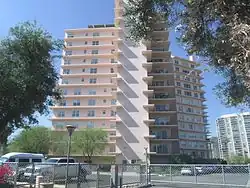 The Phoenix Towers were built in 1957 and are located at 2201 N. Central Avenue. Phoenix Towers was built as a resident-owned cooperative community, Phoenix Towers is now considered an outstanding example of mid-century architecture and was listed in the National Register of Historic Places on January 2, 2008, reference #07001334.