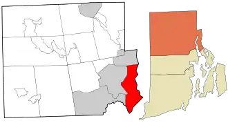 Location in Providence County and the state of Rhode Island.