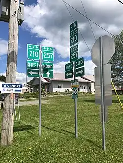 Eastern terminus of Route 210 in Chartierville.