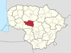 Location of Raseiniai district municipality within Lithuania