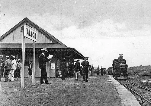 Eastern System 7th Class no. 731, later SAR Class 7A no. 1019, at Alice Station, Cape of Good Hope, c. 1900