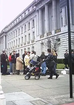 The line of same-sex couples applying for marriage licenses, stretching for blocks around San Francisco's City Hall in February 2004