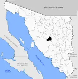 Location of the municipality in Sonora