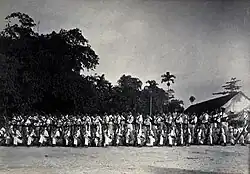 A line-up of armed Sarawak Rangers.