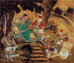 Painting depicting a stylized guandao, c. 1430