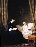 Mother reading to her sick child