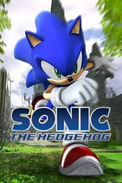 The game's box art depicting the Sonic the Hedgehog running. The game's logo is shown in the middle of the box.