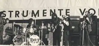 Steamhammer in concert, Hamburg, West Germany, Easter 1970. Mick Bradley is on the centre left.