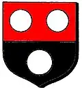 Stratford Per fess gules and sable, three plates