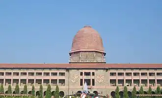 The front view of the Sudan Block of the National Defence Academy.