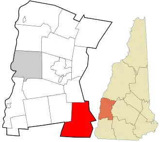 Location in Sullivan County and the state of New Hampshire