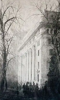 Etching of a side of the building