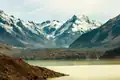 Mount Rudolf, De La Beche, and The Minarets (right). Tasman Lake in foreground.