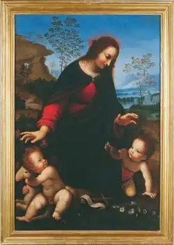 Possibly Hernando de los Llanos or Fernando Yáñez de la Almedina, Madonna and Child with the Infant Saint John the Baptist, c. 1505, oil on panel, Palazzo Pitti, Florence.