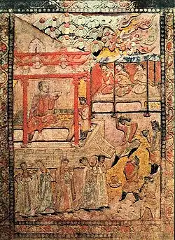 Tomb panel showing a banquet with Sogdian dance and music.[2]