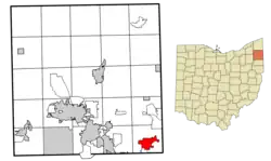 Location of Hubbard in Trumbull County, Ohio.