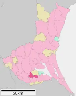 Location of Ushiku in Ibaraki Prefecture