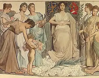 Detail from the drawing for the right door of the Golden Coach