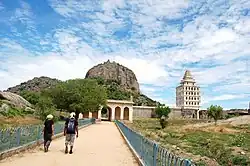 Fortress comprising hill fort on the Rajagiri, the inner and lower fort, and lines of fortifications connecting the Rajagiri, Krishnagiri and Chakkilidurg (Orme’s St. George’s mountain) hills.
