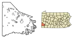 Location of Coal Center in Washington County, Pennsylvania.