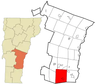 Location in Windsor County and the state of Vermont.