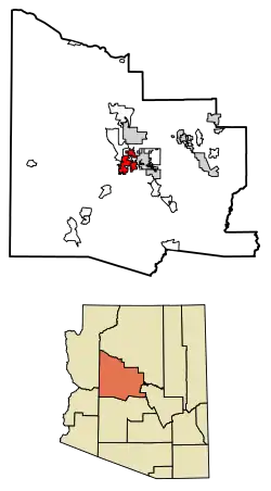 Location of Prescott in Yavapai County, Arizona