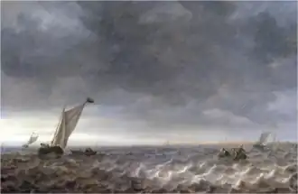 Sailing and Row boats in an Estuary (1640), oil on panel, 77 x 116 cm., Museum De Lakenhal