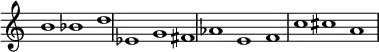 { #(set-global-staff-size 18) \override Score.TimeSignature #'stencil = ##f \override Score.SpacingSpanner.strict-note-spacing = ##t \set Score.proportionalNotationDuration = #(ly:make-moment 2/1) \relative c'' { \time 3/1 \set Score.tempoHideNote = ##t \tempo 1 = 60 b1 bes d es, g fis aes e f c' cis a } }