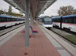 IZBAN trains at Alsancak railway station in 2010.