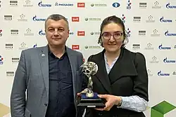 Hand-over of the Women's Chess Award of Caissa to Nana Dzagnidze