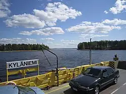 Kyläsalmi cable ferry. Kutvele canal lies in the background.