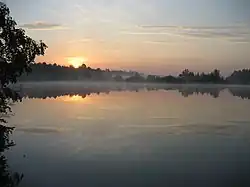 Mist on lake in Bolshemurtinsky District