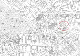 Detail of 1911 map of Boston, showing the Palace at Court and Sudbury Streets