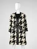 1968 coat, black and white houndstooth wool.