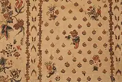 Hand painted Indian cotton fabric, chintz panel, 1700–1800, India