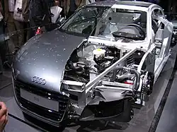 Cutaway of an Audi R8 4.2 V8 quattro coupe