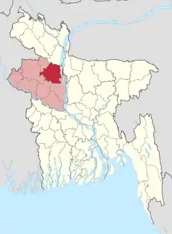 Location of Bogra District in Bangladesh