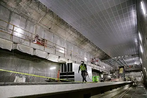 Beverly Drive station under construction in July 2025