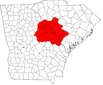 Map outlining the Central Savannah River Area